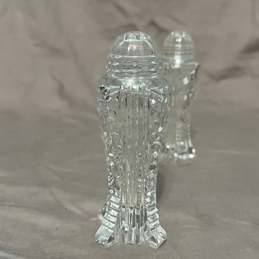 VTG Art Deco Style Bohemia Glass Crystal Salt And Pepper Shaker - Picture 5 of 6